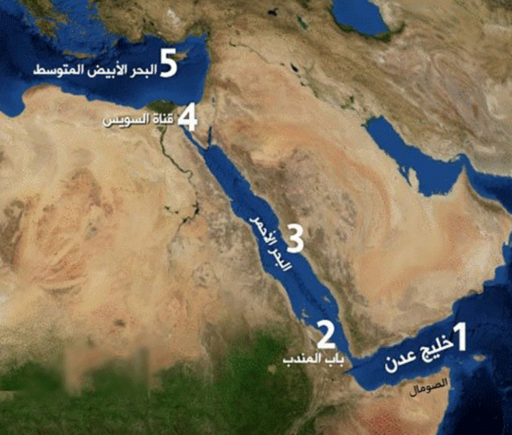 خريطة باب المندب رسم توضيحي لاشهر ممر