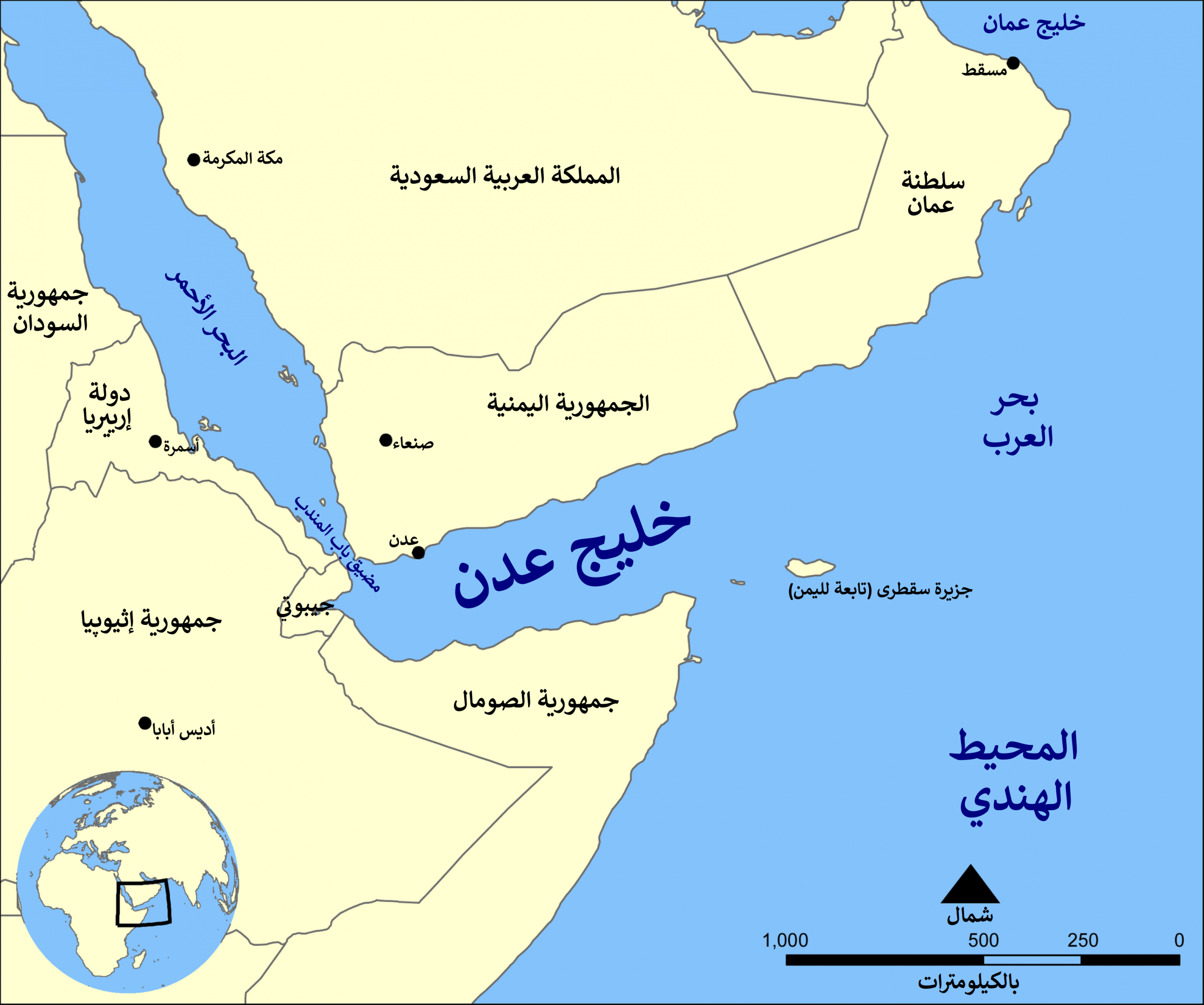 خريطة باب المندب رسم توضيحي لاشهر ممر 1