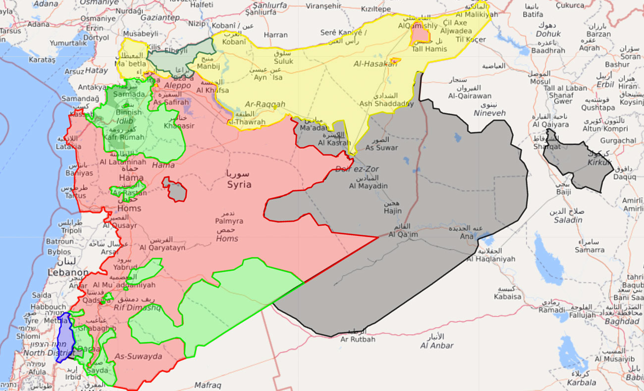 خريطة السيطرة في سوريا خريطة سوريا الح 7