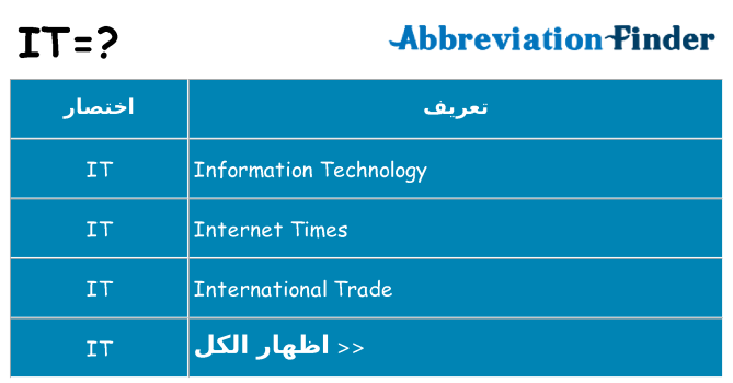 ما معنى It - تعرف علي It ما معنى It تعرف علي It