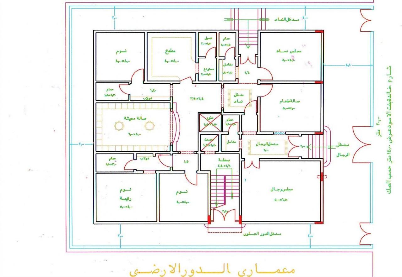 مخطط دور واحد , رسم تخطيطي للدور الارضي